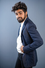 Fototapeta premium young indian business man isolated on plain, giving different poses