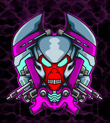 illustration of a red monster robot with an angry look~2