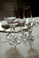 back light crystal goblets served on the table