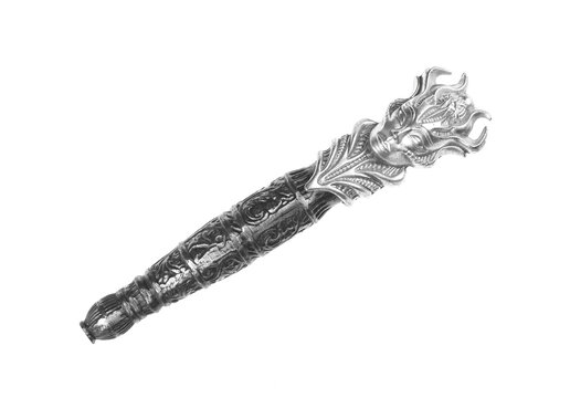 silver scepter isolated on white background