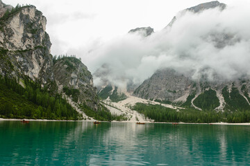  Lago di Braies in the cloudly day
