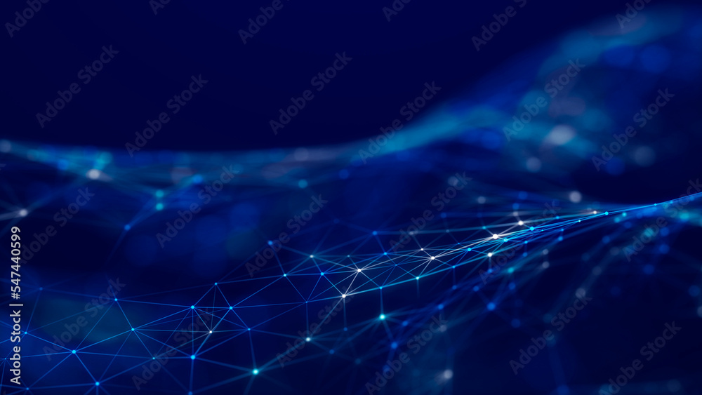 Aufkleber Abstract polygonal space with connecting dots and lines. Dark background. Connection structure. 3d Widescreen