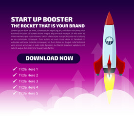 Poster Start Up Booster Rocket Design Suitable For Feed Content Creator, Poster Marketing, Booster Business Success, Training Poster Template