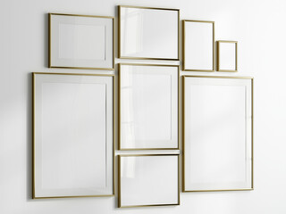 Gallery wall mockup, frames on the wall, minimalist frame mockup, Poster Mockup, Photo frame mockup, 3d render