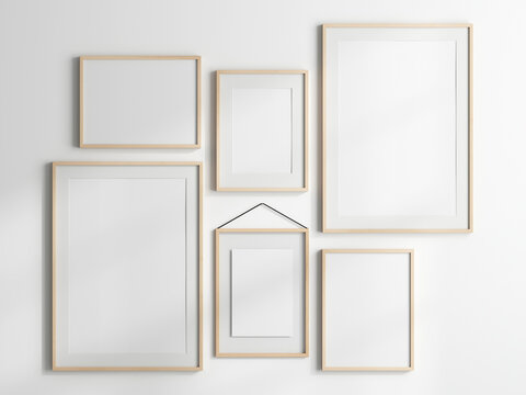 Gallery wall mockup, frames on the wall, minimalist frame mockup, Poster Mockup, Photo frame mockup, 3d render