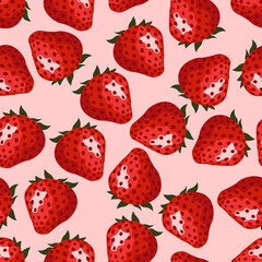 The concept of strawberries connected in a seamless pattern. Background for textile and vinyl print. Vector image.
