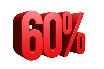 3d rendering of a red percent discount
