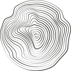Topography line circles. Tree rings organic pattern. Nature wavy contour shape. Topographic icon.
