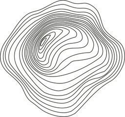 Topography line circles. Tree rings organic pattern. Nature wavy contour shape. Topographic icon.
