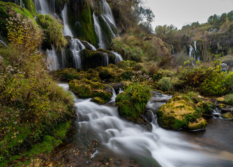 Fototapeta na wymiar view of the Kravica waterfalls and tufa cascades near Mostar in Bosnia and Herzegovina