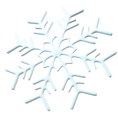 Snowflake 3d png winter design. Ice frozen shape for winter backgrounds. Falling snow white element