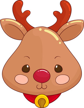 kawaii cute deer christmas face