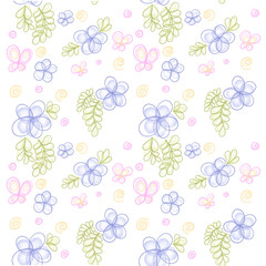 Floral seamless pattern on a transparent background