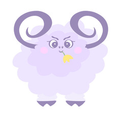 Cute purple cartoon lamb for kids