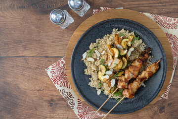 Chicken Shish Kebabs with Bulgar and Zucchini