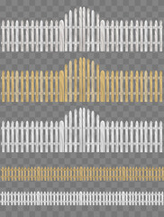 Wooden fence with gate. Wooden Silvery Picket Fence. Isolated wooden silvery gate and fence.