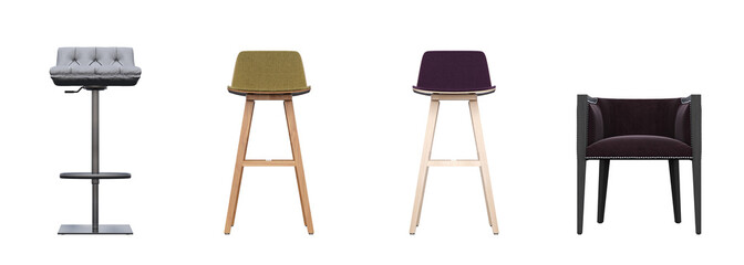 chair isolate on a transparent background, interior furniture, 3D illustration, cg render