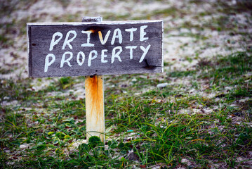 Private Property sign on the beach, Mauritius, Africa