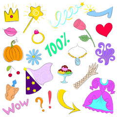 Fototapeta premium Kids magical set of various fairy-tale objects