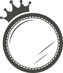 Vintage princess mirror in royal style. Retro frame design with crown for baby girl birthday and party. 
