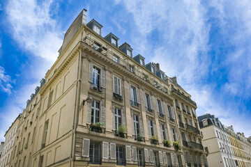 Paris, luxury building in the Marais, in the center of the french capital