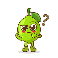 Cute lime character confused with question mark vector design