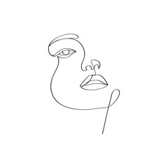 Female face continues line drawing beauty salon minimalist artwork 