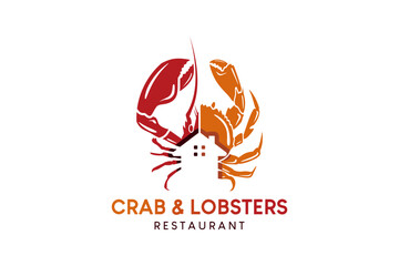 Lobster and crab logo design, lobster and crab restaurant logo or seafood
