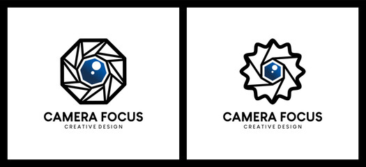 Fototapeta premium Camera lens logo design with creative modern line concept