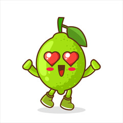 lime in love heart eyes fruit kawaii icon image vector illustration design. falling in love expression of a cute lime