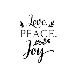 Love Peace Joy Christmas lettering 
