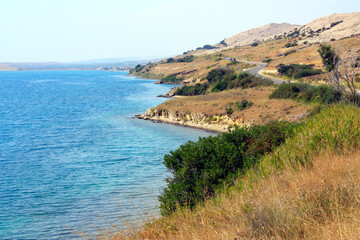 Fototapeta na wymiar Coast of Pag Island, Croatia 