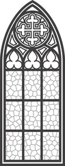 Gothic window outline silhouette of vintage stained glass church frames. Element of traditional European architecture. 
 - obrazy, fototapety, plakaty