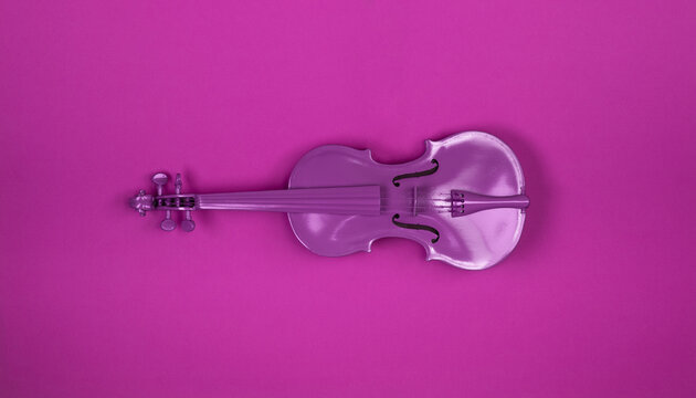 purple violin on red background
