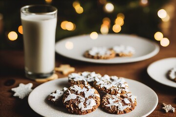 Chocolate chip cookie with a glass of milk macro closeup