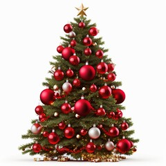 christmas tree with balls isolated on white background