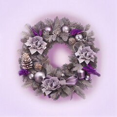 Christmas wreath isolated on white on white