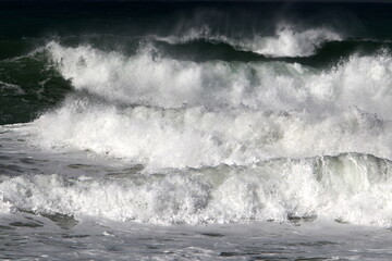 Naklejka premium Storm and wind on the Mediterranean Sea in northern Israel.