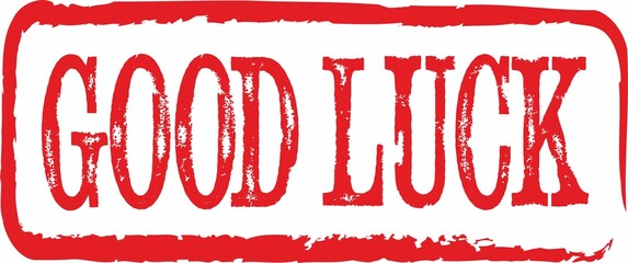 red stamp with good luck written on it