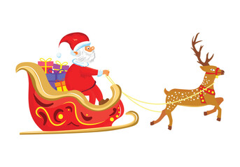 santa claus with reindeer and sleigh