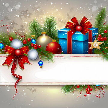 Christmas decor background with place for text, xmas greeting card