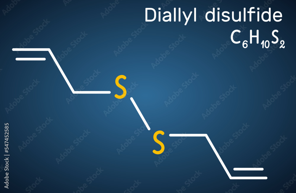 Sticker diallyl disulfide, dads molecule. it is organic disulfide, found in garlic and other species of the 