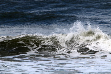 Storm and wind on the Mediterranean Sea in northern Israel.