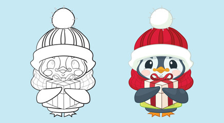 penguin with gift box