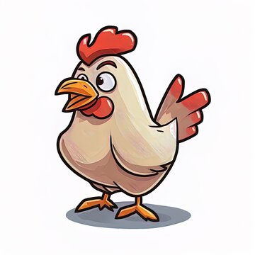 cartoon style chicken illustration on white background