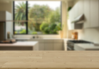 Foreground Wood Table With Blurriness Background