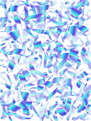 Festive flying confetti scatter vector background. Blue  hologram particles festival decor. Cracker poppers party confetti. Prize event decor illustration. Joy particles.