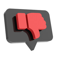 3D dislike icon. 3D illustration.
