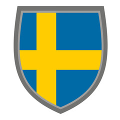 Shield with the colors of Sweden flag - original RGB color - icon Swedish shield cut out