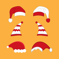Naklejka premium Collection of cute illustrations of santa claus hat elements